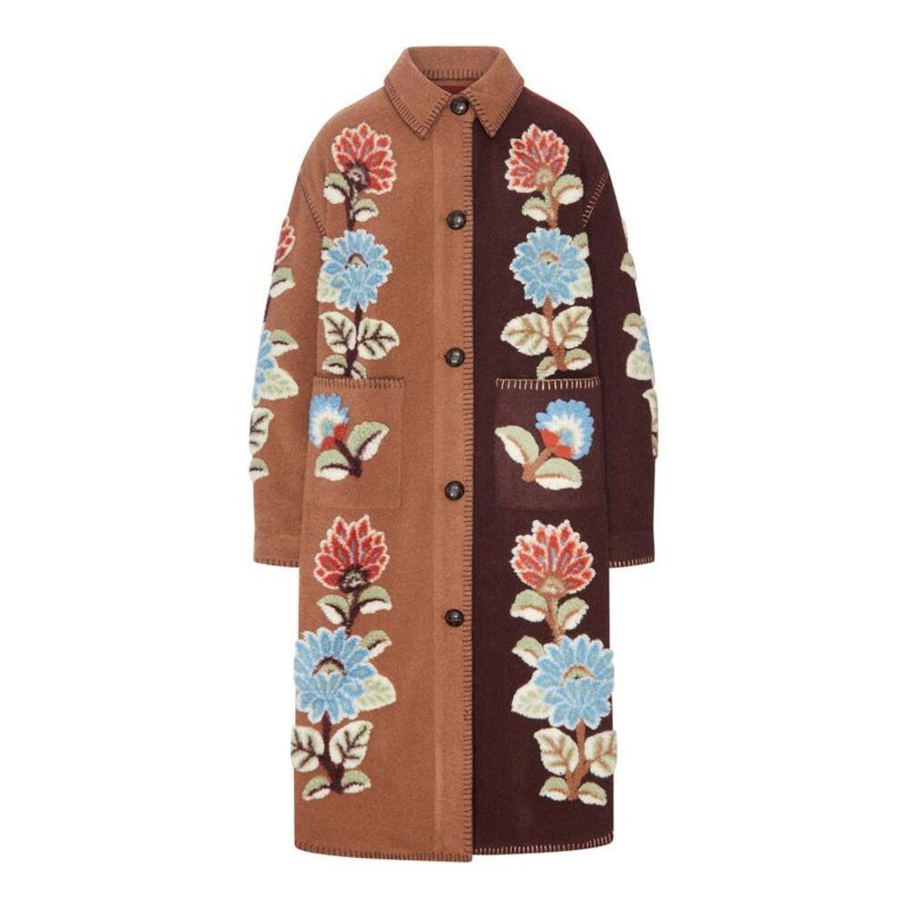 Farm Rio Women Long Coat With Floral Pattern